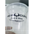 U Shape Manufacturer Drinking Beverage Coffee Beer Juice Transparent Clear Plastic Cup with Dome Flat Lid